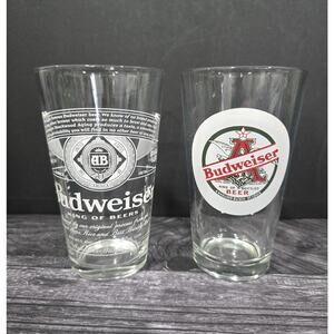 Vintage Budweiser Beer Glass Set of 2 - 1957 Retro Pint & Classic Label Design